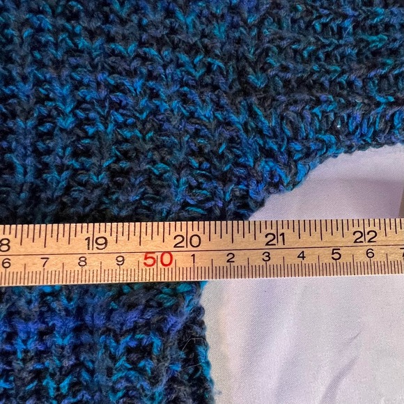 Michael Gerald Large Sweater Mens Blue Teal Marled Chunky Knit Vintage 90s Korea - Picture 3 of 6